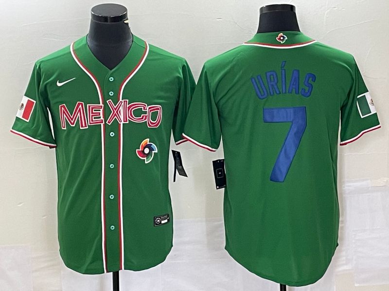 Men 2023 World Cub Mexico 7 Urias Green blue Nike MLB Jersey2